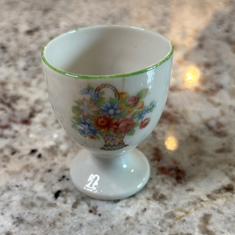 Vintage Ceramic Egg Cup with Colorful Design